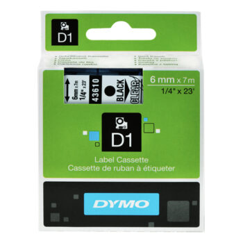 DYMO D1 Label Black on Clear 43610 6mm x 7m S0720770