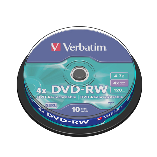 Verbatim DVD-RW 4x Spindle 4.7gb 43552 - Pack 10