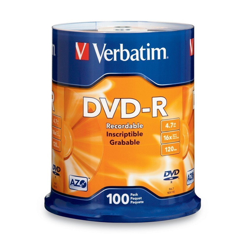 Verbatim DVD-R 16x Non-Printable Spindle 4.7gb 43549 - Pack 100
