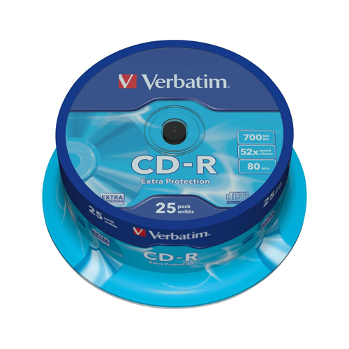 Verbatim CD-R 52x Extra Protection Spindle 700mb 43432 - Pack 25
