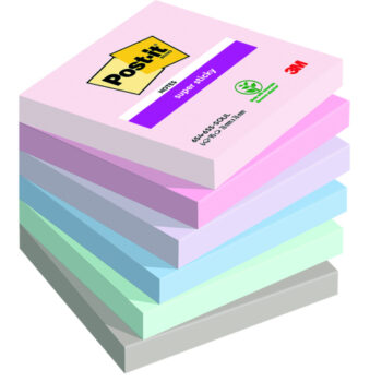 3M 654-6SS-SOUL Post-it Super Sticky Notes 76x76 Soulful 7100259203 - Pack 6