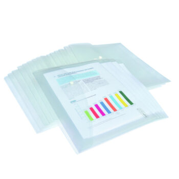 Rapesco Popper Wallets Foolscap Clear 1496 - Pack 20