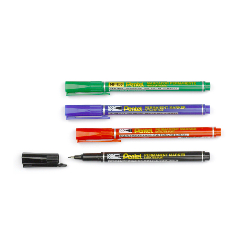 Pentel Slim Permanent Markers Extra-Fine Assorted YNF450/4-M - Pack 4