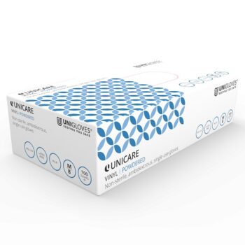 Unicare Blue Vinyl Gloves Large Powdered GS0094 - Pack 100