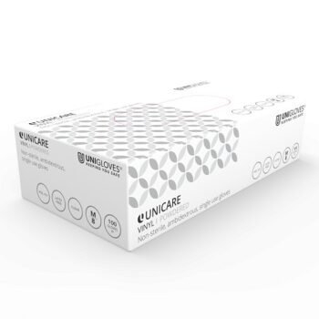 Unicare Clear Vinyl Gloves Medium Powdered GS0073 - Pack 100