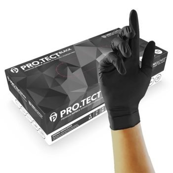 Unigloves PRO.TECT Heavy Duty Black Medium Nitrile Gloves Powder Free GA0043 - Box 100