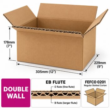 Double Wall Cardboard Boxes 12x9x7 305x229x178mm EB Flute FEFCO 0201
