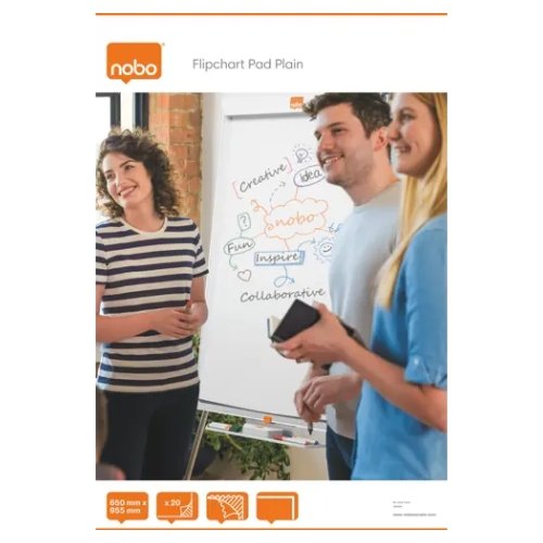 Nobo Flipchart Pad Plain 20 Sheets 650x955mm 1901631 - Each - Fusion Office UK