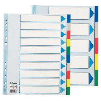 Esselte A4 Dividers Extra Wide 10 Part Polypropylene 15267 Pack 10 Fusion Office