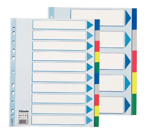 Esselte A4 Dividers Extra Wide 10 Part Polypropylene 15267 Pack 10 Fusion Office