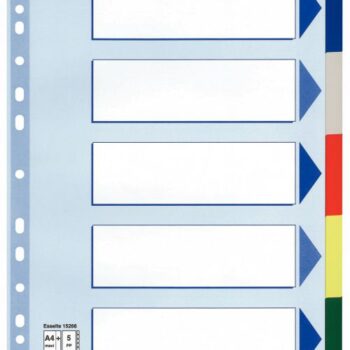 Esselte A4 Dividers Extra Wide 5 Part Polypropylene 15266 Pack 20 Fusion Office