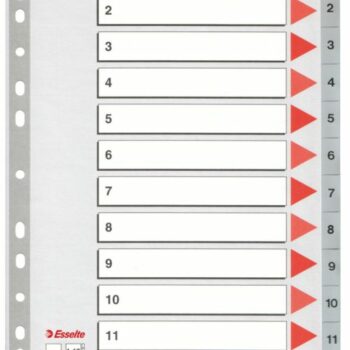Esselte A4 Index 1 12 Polypropylene Grey 100106 Pack 10 Fusion Office