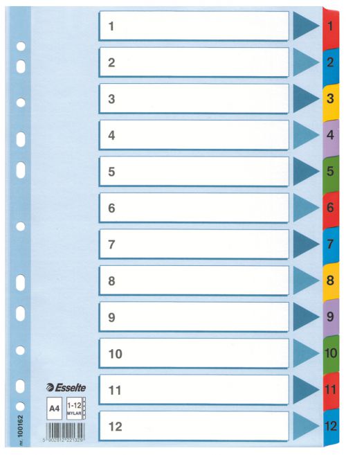Esselte A4 Index 1 12 With Mylar Tabs 100162 Pack 10 Fusion Office