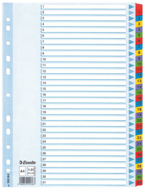 Esselte A4 Index 1 31 With Mylar Tabs 100164 Pack 10 Fusion Office