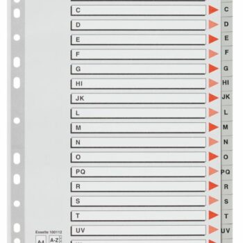 Esselte A4 Index A Z Polypropylene Grey 100112 Pack 10 Fusion Office