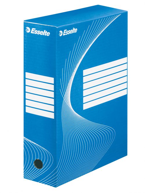 Esselte Archiving Boxes Blue 100mm 245x100x345mm Pack 25 128421 Fusion Office