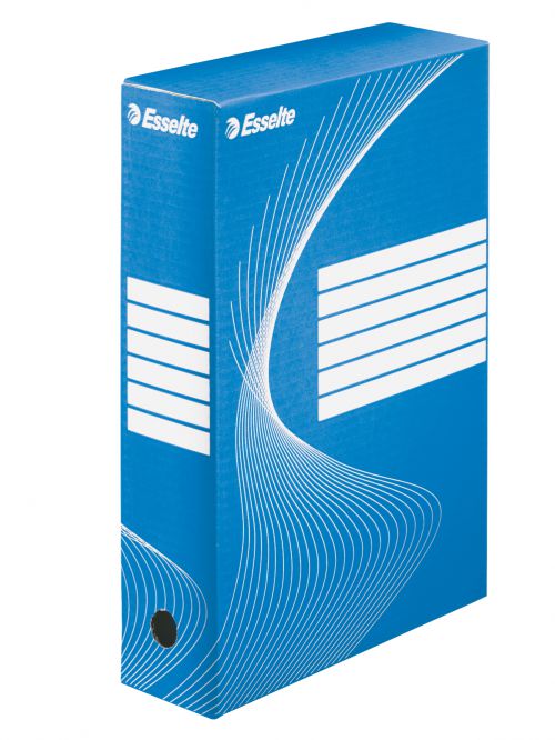 Esselte Archiving Boxes Blue 80mm 245x80x345mm Pack 25 128411 Fusion Office