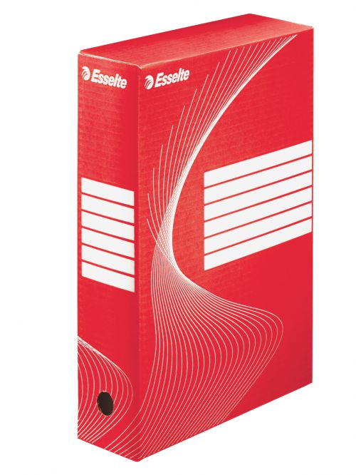 Esselte Archiving Boxes Red 80mm 245x80x345mm Pack 25 128412 Fusion Office