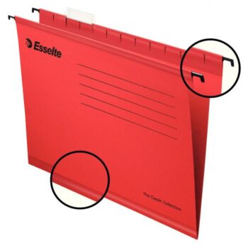 Esselte Classic Foolscap Suspension Files Red 90336 Pack 25 Fusion Office