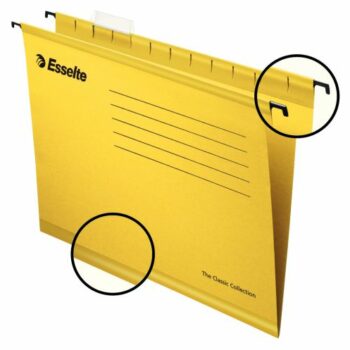 Esselte Classic Foolscap Suspension Files Yellow 90335 Pack 25 Fusion Office