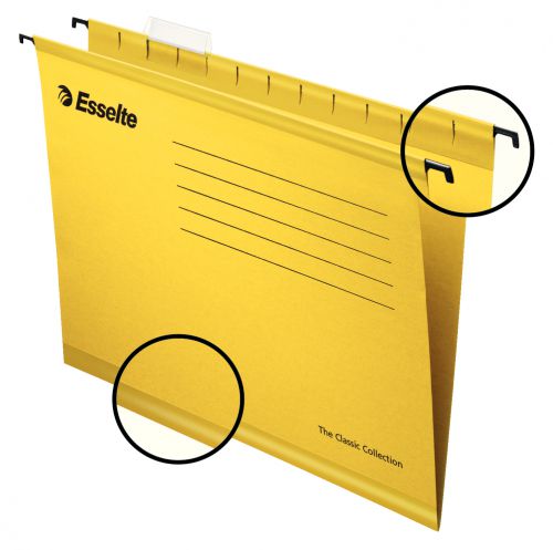 Esselte Classic Foolscap Suspension Files Yellow 90335 Pack 25 Fusion Office