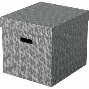 Esselte Home Storage Box Cube Grey Pack 3 628289 Fusion Office