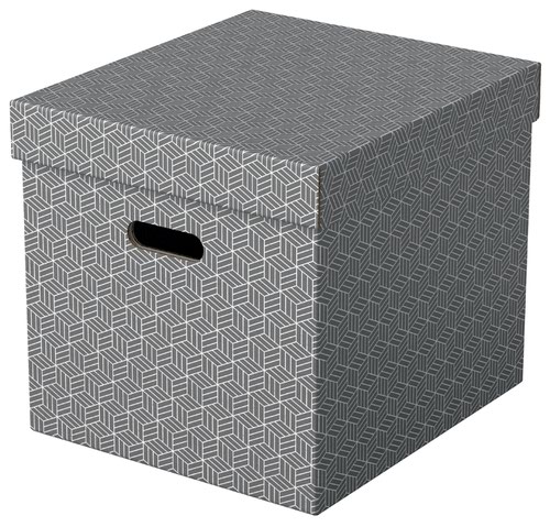 Esselte Home Storage Box Cube Grey Pack 3 628289 Fusion Office
