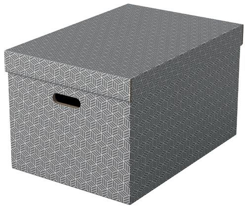 Esselte Home Storage Box Large Grey Pack 3 628287 Fusion Office