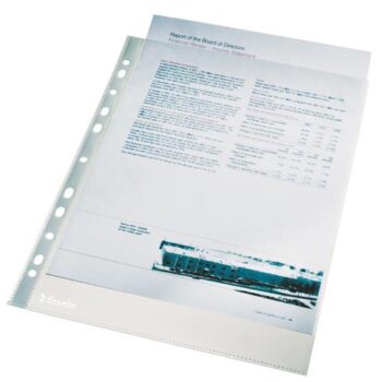 Esselte Punched Pockets A4 Glass Clear 40mic 13089 Pack 100 Fusion Office