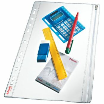 Esselte Punched Pockets Slide Zip Matte Clear 200mic 411200 Pack 5 X 20 Fusion Office
