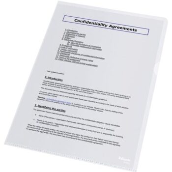 Esselte Quality Cut Flush Folders 85mic Glass Clear 54852 Pack 100 Fusion Office
