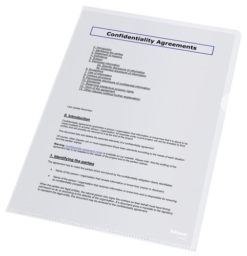 Esselte Quality Cut Flush Folders 85mic Glass Clear 54852 Pack 100 Fusion Office