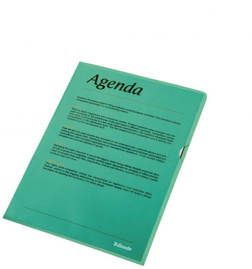 Esselte Quality Cut Flush Folders A4 Green Matte 105mic 54838 Pack 100 Fusion Office
