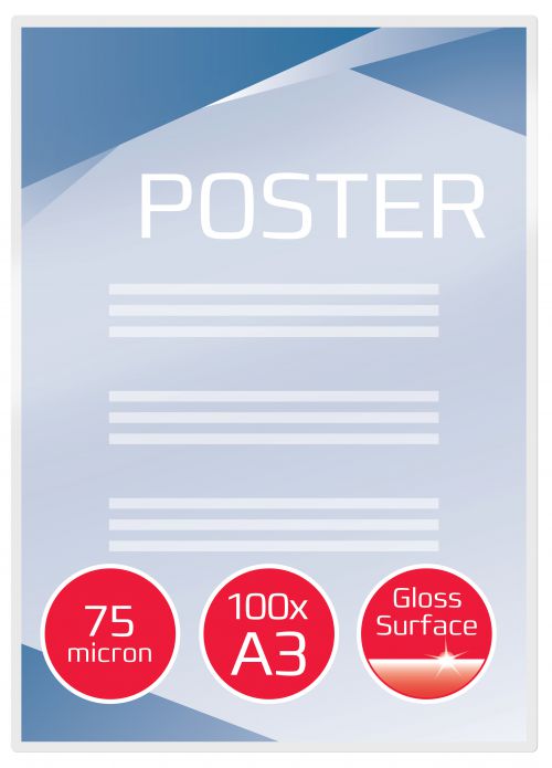Gbc Laminating Pouches A3 2x75mic 3200745 Pack 100 Fusion Office