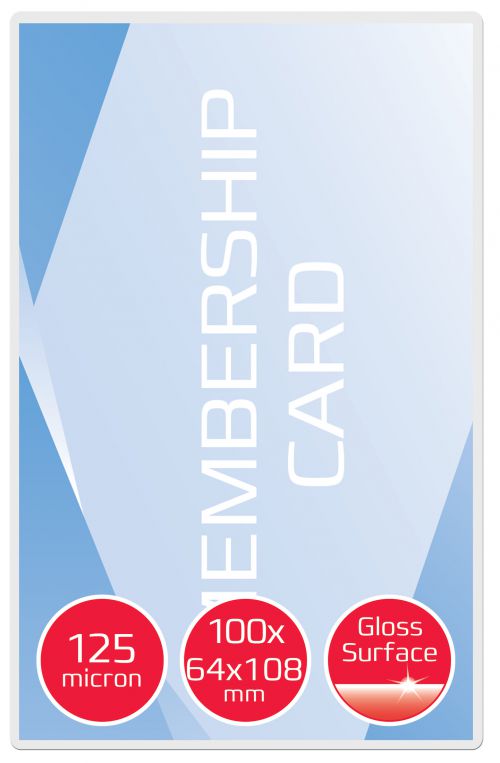 Gbc Laminating Pouches Card 64×108 125mic 3740433 Pack 100 Fusion Office