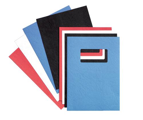 Gbc Leathergrain A4 Window Binding Covers Blue 46735e Pack 50 Fusion Office