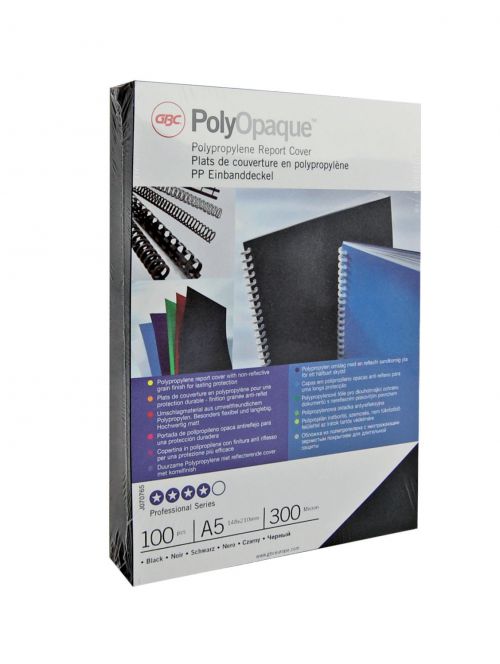 Gbc Polyopaque A4 Black Binding Covers 300mic Ib386831 Pack 100 Fusion Office