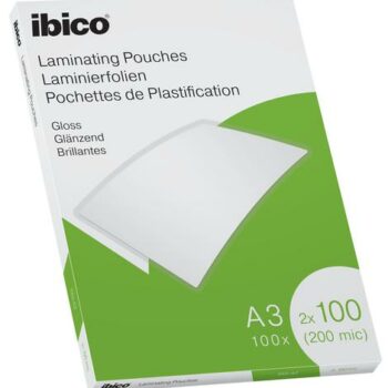 Ibico Gloss A3 Laminating Pouches 200mic Crystal Clear 627320 Pack 100 Fusion Office