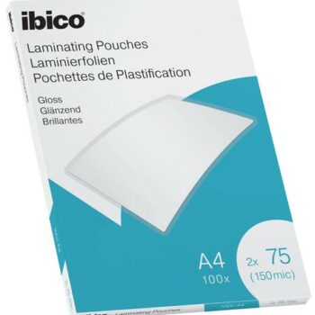 Ibico Gloss A4 Laminating Pouches 150mic Crystal Clear 627316 Pack 100 Fusion Office
