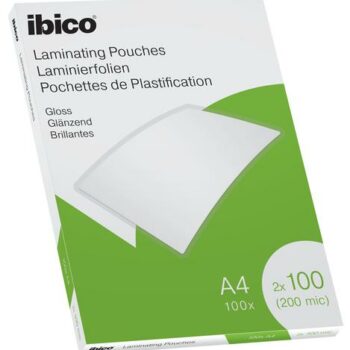 Ibico Gloss A4 Laminating Pouches 200mic Crystal Clear 627317 Pack 100 Fusion Office