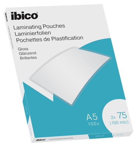 Ibico Gloss A5 Laminating Pouches 150mic Crystal Clear 627314 Pack 100 Fusion Office