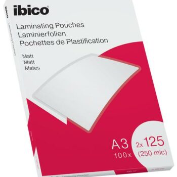Ibico Matt A3 Laminating Pouches 250mic Clear 627324 Pack 100 Fusion Office