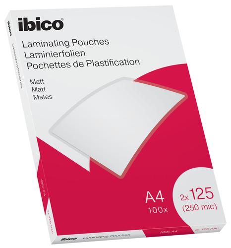 Ibico Matt A4 Laminating Pouches 250mic Clear 627323 Pack 100 Fusion Office