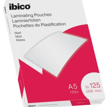 Ibico Matt A5 Laminating Pouches 250mic Clear 627322 Pack 100 Fusion Office