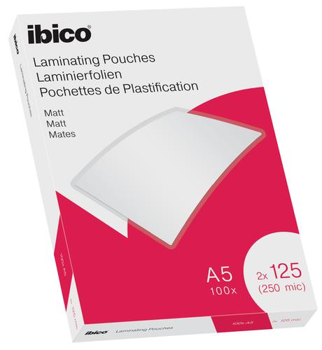 Ibico Matt A5 Laminating Pouches 250mic Clear 627322 Pack 100 Fusion Office