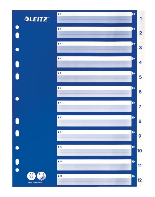 Leitz A4 Index 1 12 Polypropylene Blue Grey 12516001 Pack 15 Fusion Office