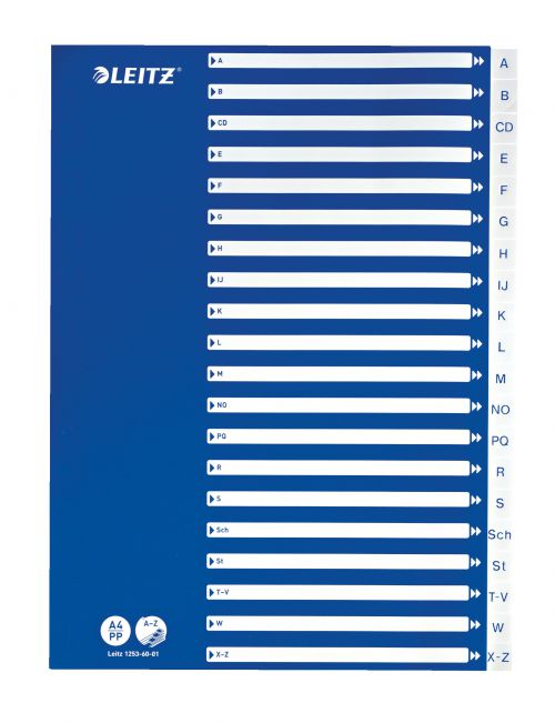 Leitz A4 Index A Z Polypropylene Blue Grey 12536001 Pack 10 Fusion Office