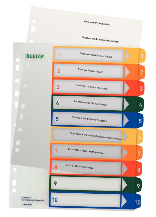 Leitz A4 Index Extra Wide 1 10 Printable 12930000 Pack 10 Fusion Office