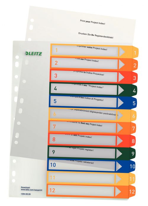 Leitz A4 Index Extra Wide 1 12 Printable 12940000 Pack 10 Fusion Office