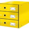 Leitz Clickstore 3 Drawer Cabinet Yellow 60480016 Fusion Office